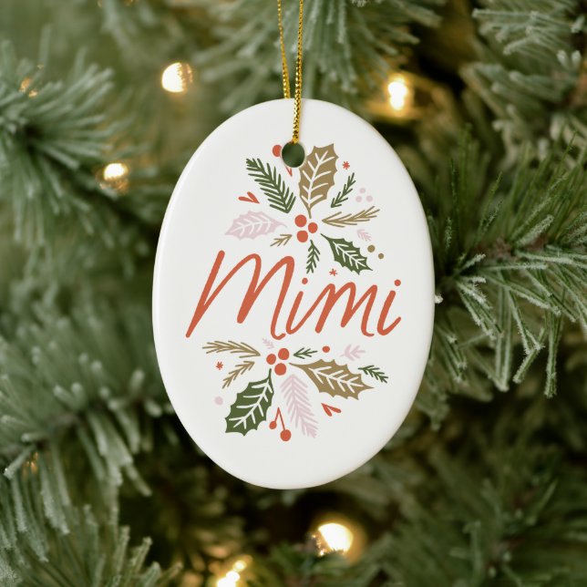 Mimi Bright Holly Weihnachts-Foto Keramik Ornament (Baum)