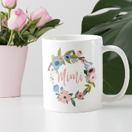 Mimi Brush Script Typografischer Blumenkranz Kaffeetasse