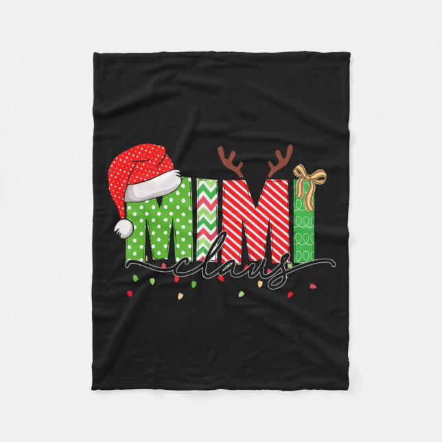 Mimi Claus Christmas Lights Pajama Family Matching Fleecedecke (Vorderseite)