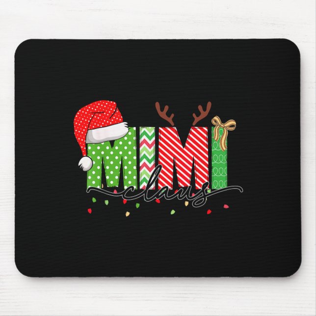 Mimi Claus Christmas Lights Pajama Family Matching Mousepad (Vorne)