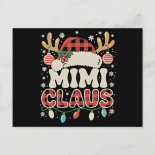Mimi Claus Rot kariert Weihnachtsbeleuchtung Xmas Feiertagspostkarte