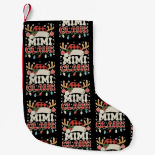 Mimi Claus rote Buffalo Plaid Weihnachtslichter Xm Kleiner Weihnachtsstrumpf