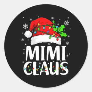 Mimi Claus Shirt Weihnachtsbeleuchtung Pajama Fami Runder Aufkleber