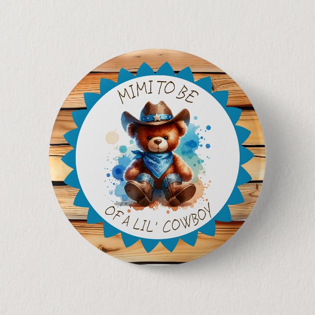 Mimi | Cowboy Teddy Bear Babydusche Button (Vorderseite)