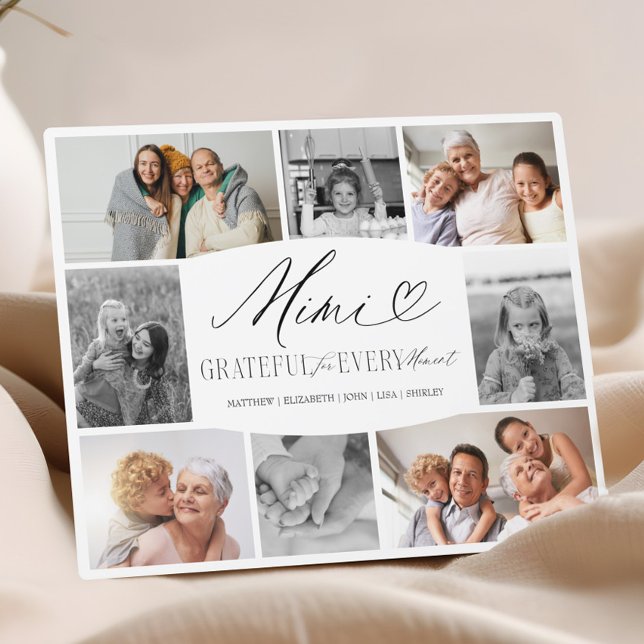 Mimi dankbar für jeden Moment FotoCollage Fotoplatte (Mimi Grateful for Every Moment Photo Collage Plaque)