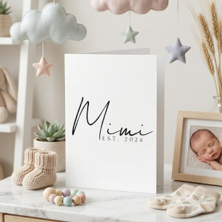 Mimi EST-Jahresankündigung Elegantes Skriptdesign Karte