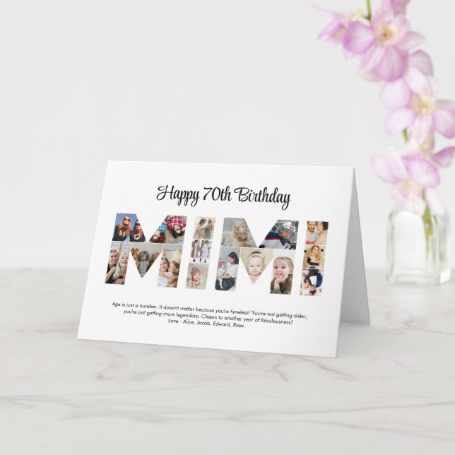 Mimi Foto Collage Letter Cutout Oma Birthday Karte (Orchidee)
