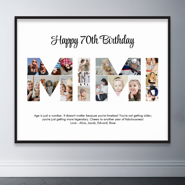 Mimi Foto Collage Letter Cutout Oma Birthday Poster (mimi grandma photo collage poster)