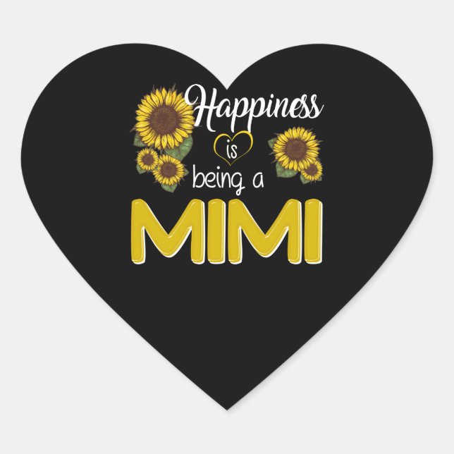 Mimi Gift | Glück ist eine MiMi Sonnenblume Herz-Aufkleber (Vorderseite)