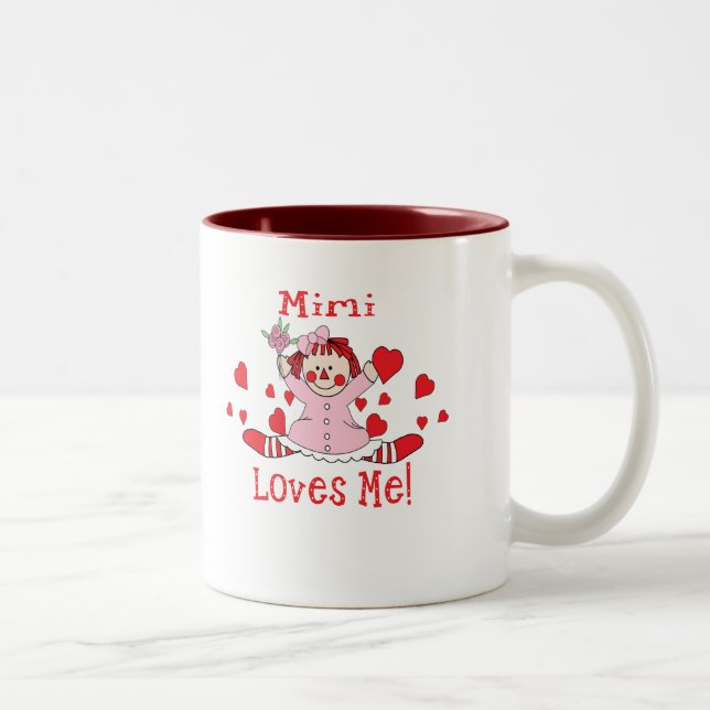 Mimi ich der Liebe Lappen-Puppe Zweifarbige Tasse (Rechts)