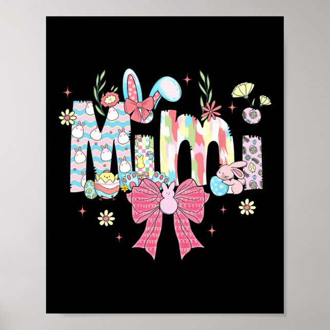 Mimi Oaster Coquette Bow Happy Oaster Bunny Rabbit Poster (Vorne)