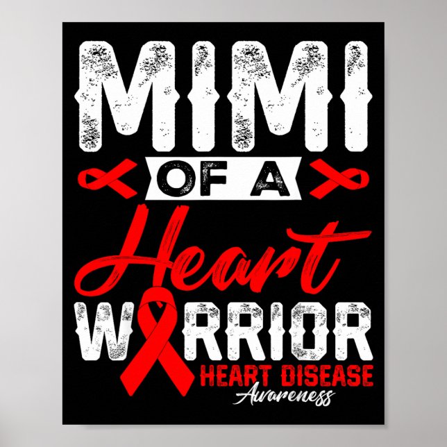 Mimi Of A Heart Warrior Heart Disease Red Ribbon M Poster (Vorne)