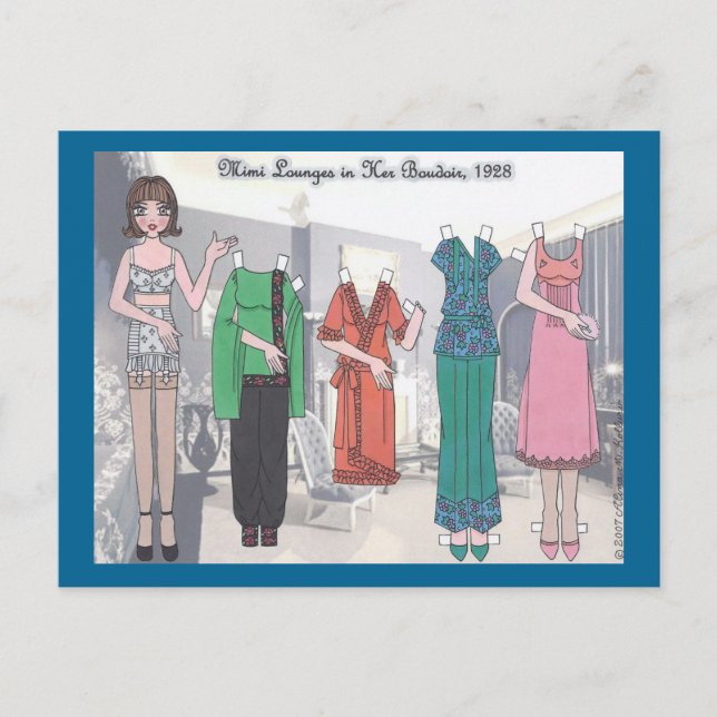 Mimi Salons dans sa carte postale de poupée en pap (Devant)