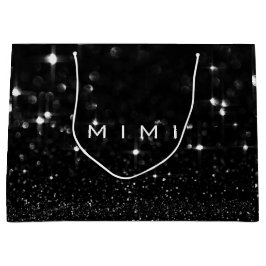 Mimi Schwarz-weiß White Glitzer Gefallen Gift Spar Große Geschenktüte