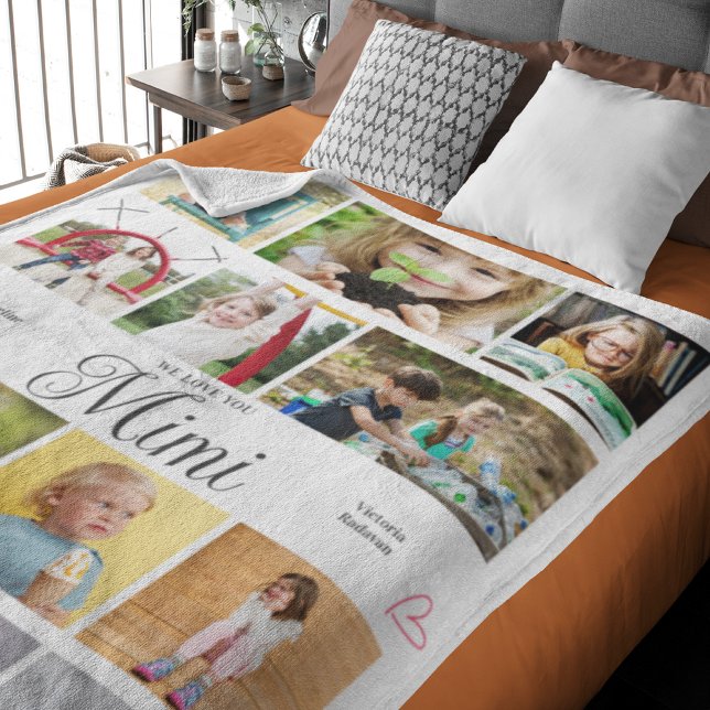 Mimi Wir Liebe Sie Personalisiert Herzen Fleecedecke (Personalized Mimi large fleece blanket )