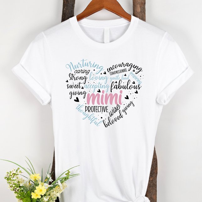 Mimi Word Cloud Pink Herz Grandma T-Shirt (Von Creator hochgeladen)