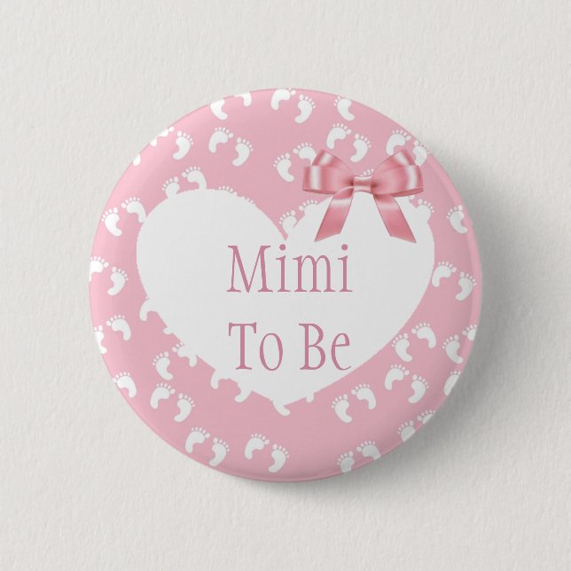 Mimi zu Pink Bow Baby Showknopf Button (Vorderseite)