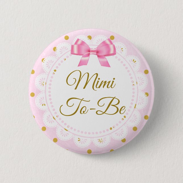 Mimi zum Kinderdusche mit rosa und goldener Taste Button (Vorderseite)