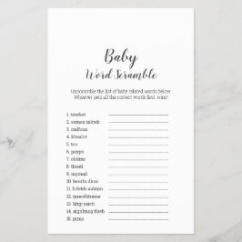 Mimimalist Baby Show UK Baby Word Scramble Flyer