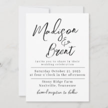 Mimimalist Simple Non Photo Wedding Day Invitation