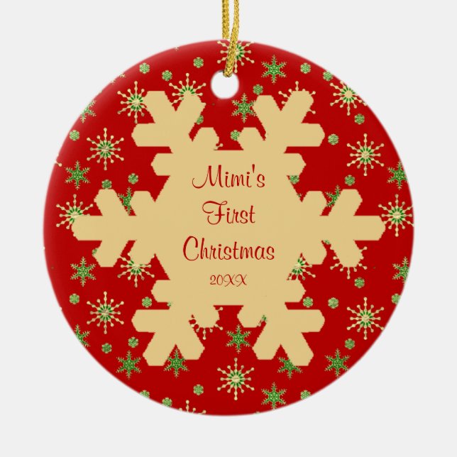 Mimis erstes Weihnachtsrote Keramikornament (Vorne)