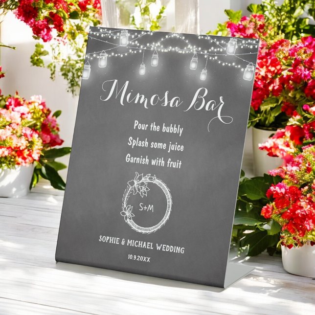 Mimosa Bar Black Mason Jar Wedding Sockelschild (Von Creator hochgeladen)