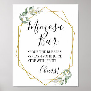 Mimosa-Bar Braut-Hochzeits-Party Grünausgestaltung Poster