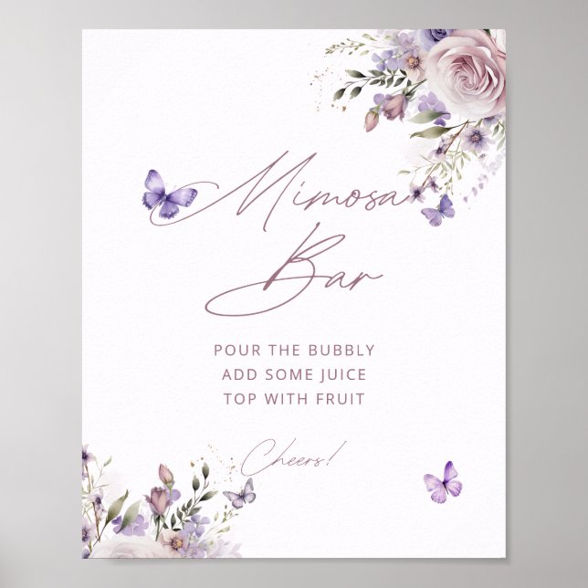 Mimosa Bar Brautparty Butterfly Poster (Vorne)