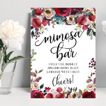 Mimosa Bar Brautparty Party Poster<br><div class="desc">Elegante und dennoch moderne boho Stil Blumenhochzeit MIMOSA BAR SIGN. Bouquet mit Aquarellfarben in den Farben Bordeaux, Rot, Marsala, Wein, Merlot, Marineblau und Rosa. Ideal für Herbst / Herbst Hochzeit. Einfach zu bearbeiten - mit Ihrem Text personalisieren. Siehe Sammlung.</div>