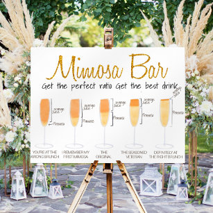 Mimosa Bar brunch Getränke Saft Mixing Zeichen Poster