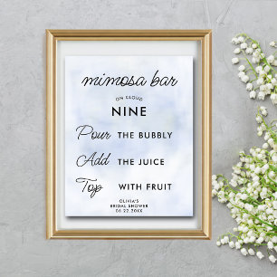 Mimosa Bar Cloud 9 Brautparty Pastel Blue Chic Poster