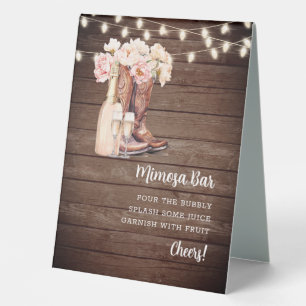 MIMOSA BAR Cowgirl Boots Champagne Brautparty Tischaufsteller