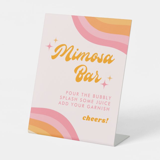 Mimosa Bar dazed & Verlobt Groovy Pink & Orange Sockelschild (Vorderseite)