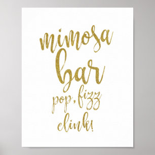 Mimosa Bar Gold Glitzer 8x10 Hochzeitszeichen Poster