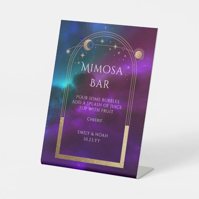Mimosa Bar Kosmic Lila Sun Moon Stars Sockelschild (Vorderseite)