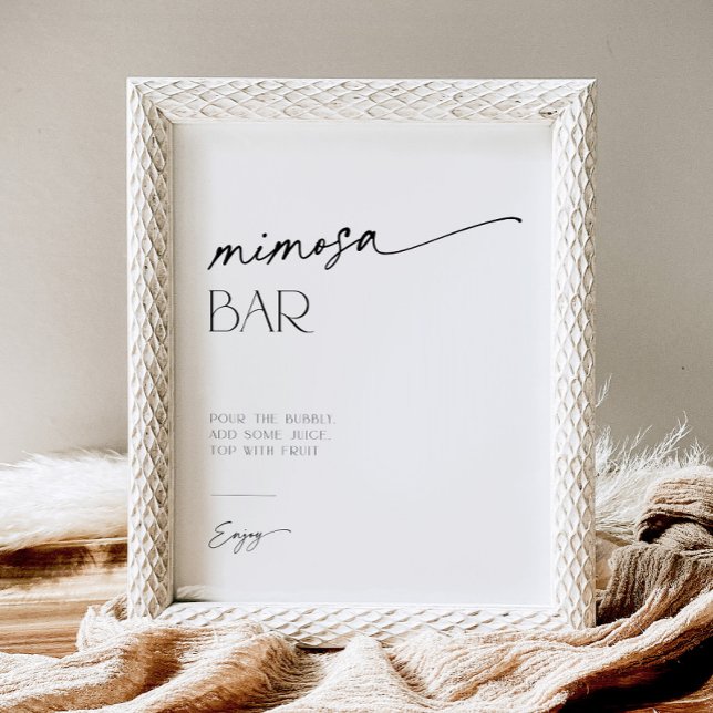 Mimosa Bar Minimalistisch Blak und White Script Sockelschild (Von Creator hochgeladen)