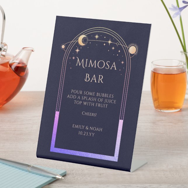 Mimosa Bar Mystical Rainbow Blue Sun Moon Stars Sockelschild (In Situ)