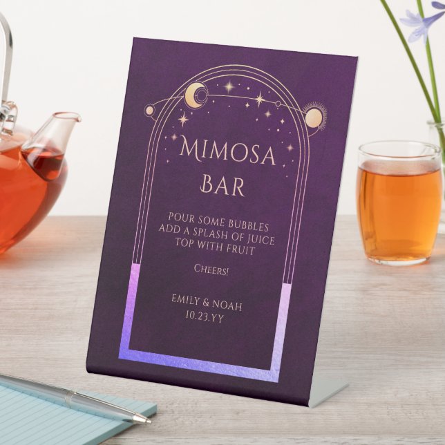 Mimosa Bar Mystical Rainbow Plum Sun Moon Stars Sockelschild (In Situ)