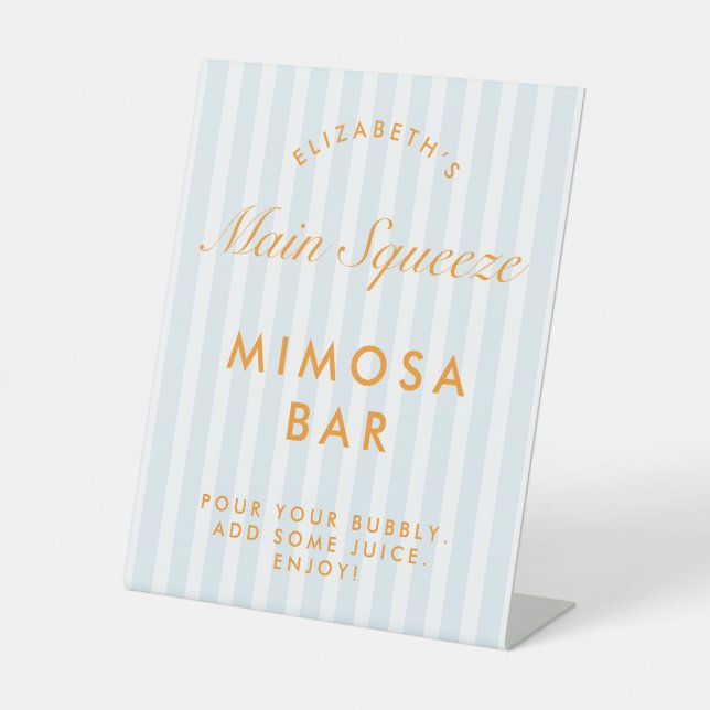 Mimosa Bar Orange & Blue Bachelorette Pedestal Sockelschild (Vorderseite)