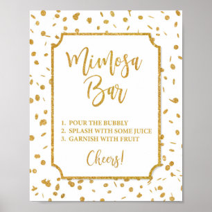 Mimosa Bar Party oder Dusche Sign Gold Confetti Poster