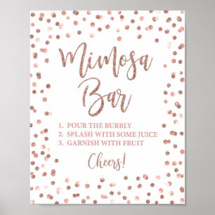 Mimosa-Bar-Party-Schilder Roségold Glitter Konfett Poster