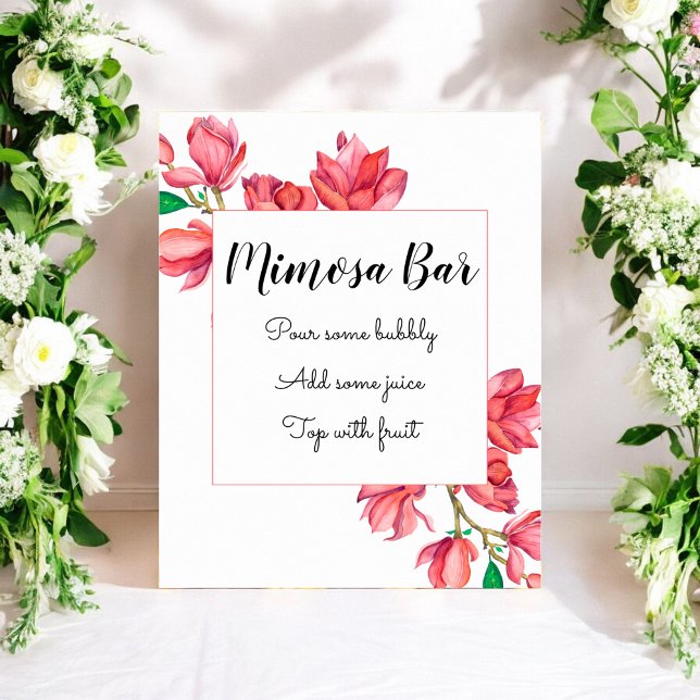 Mimosa Bar Pink White Wedding Floral Poster (Von Creator hochgeladen)