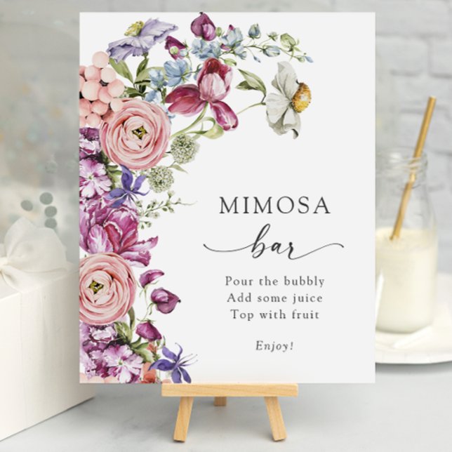 Mimosa Bar Poster (Colorful Floral Mimosa Bar Poster by Painted Paperie
)