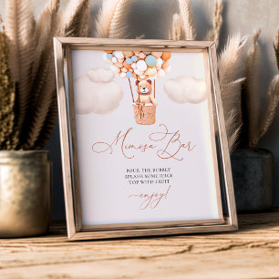 Mimosa-Bar-Schild Bär-Baby-Party mit Ballons Fotodruck