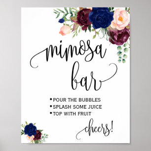 Mimosa-Bar-Schild Braut-Hochzeitsdusche navy marsa Poster