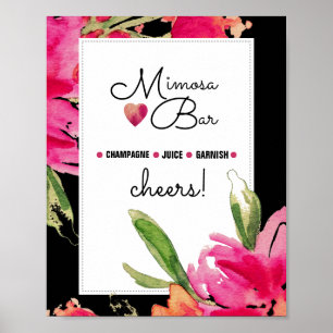 Mimosa-Bar-Schild   Fuchsien-Blumen-Hochzeitsdruck Poster