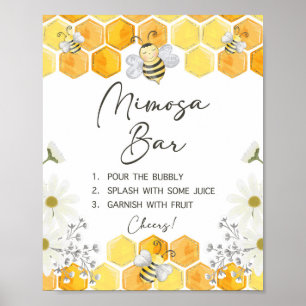 Mimosa-Bar-Schild Gelbe Honigbiene Duschschild Poster