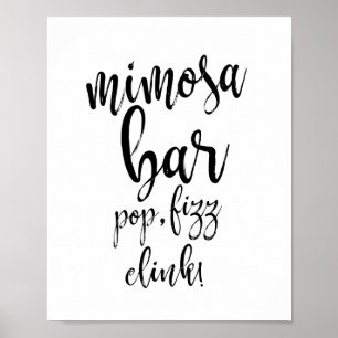 Mimosa-Bar Schwarz-Weiß 8x10 Hochzeitsschild Poster