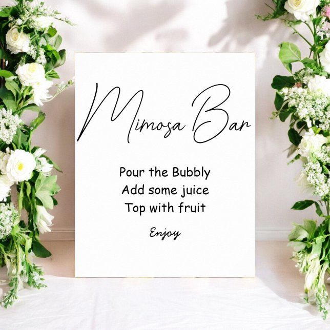 Mimosa Bar Schwarz-weiß Wedding Sign Poster (Von Creator hochgeladen)