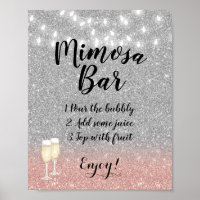 Mimosa Bar Sign | Moderner Silver Rose Gold Glitze